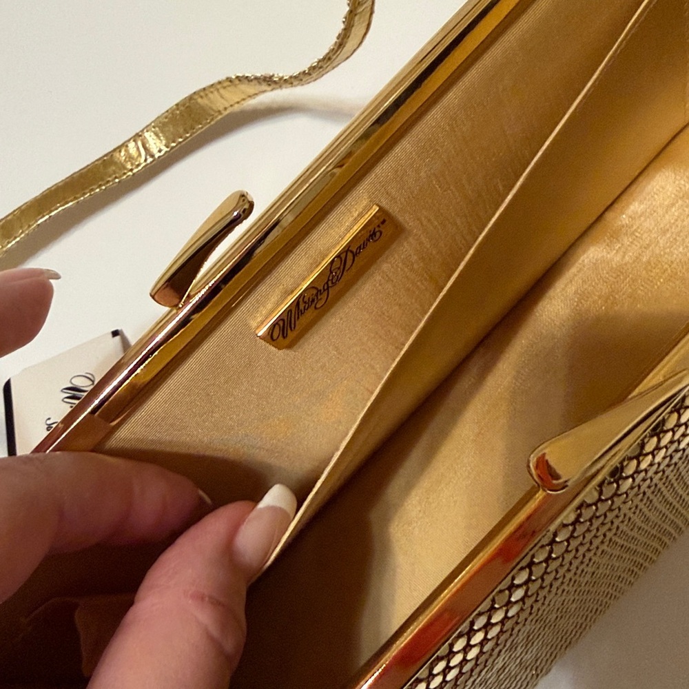 Whiting & Davis vintage gold metalic mesh baguette bag, NWT (deadstock) - Picture 4 of 17